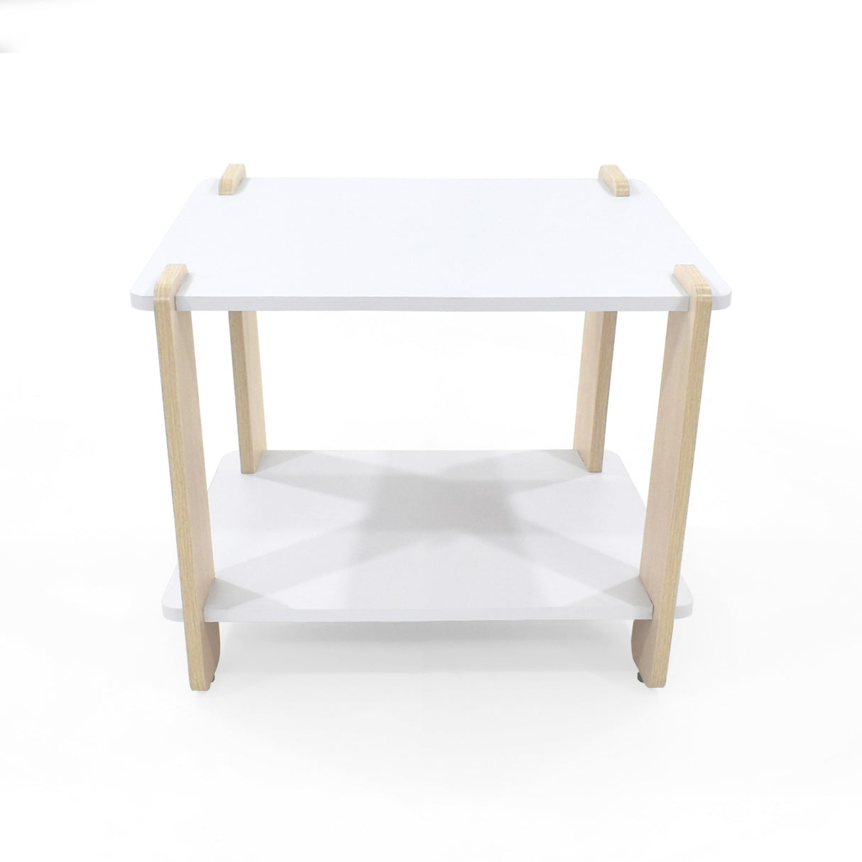 Mesa de Noche Kobe Blanco y Oasis 55x40cm con Dos Entrepaños