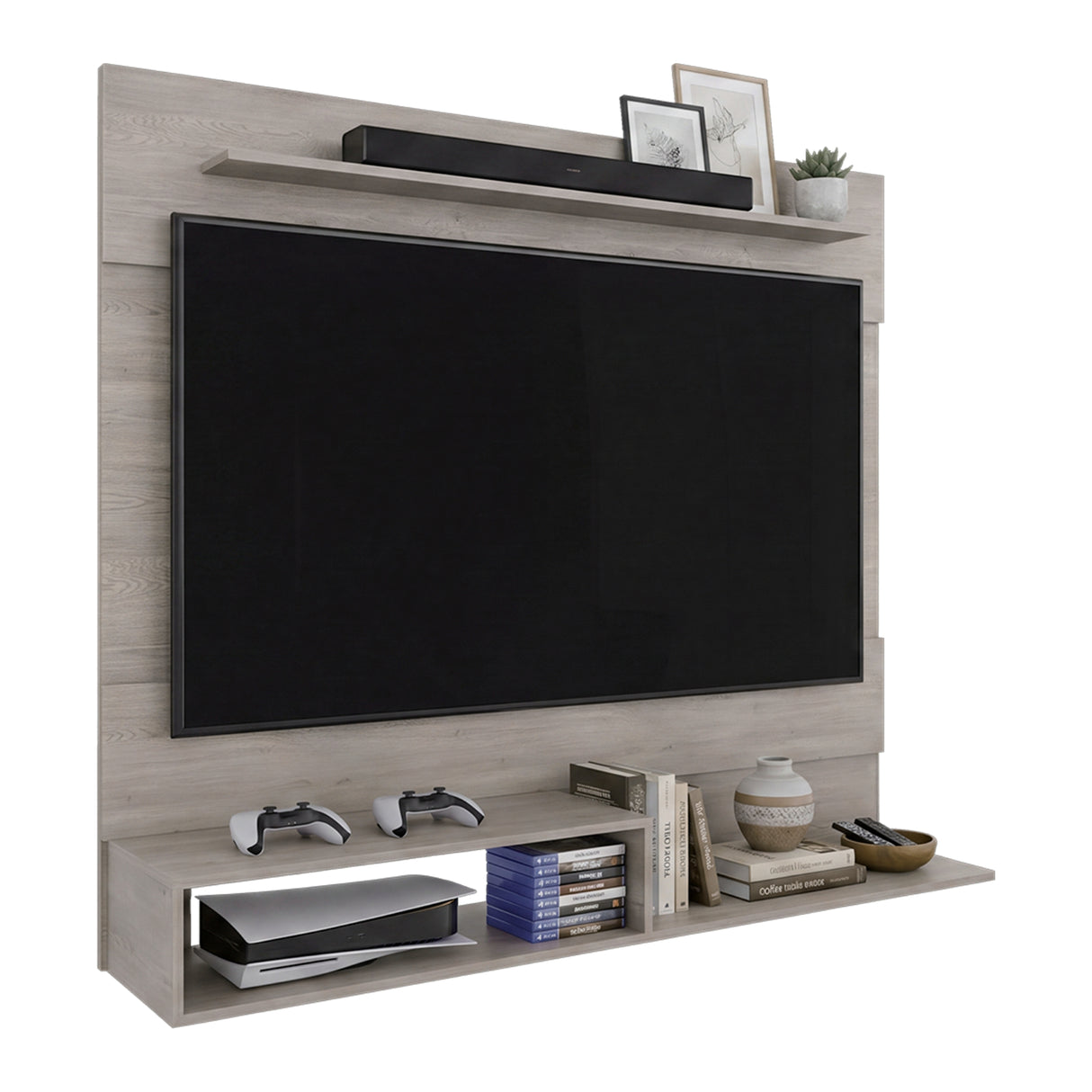 Centro de Entretenimiento Beijing Cannolo 140x120cm Flotante para TV Hasta 55" Pulgadas con Un Compartimiento