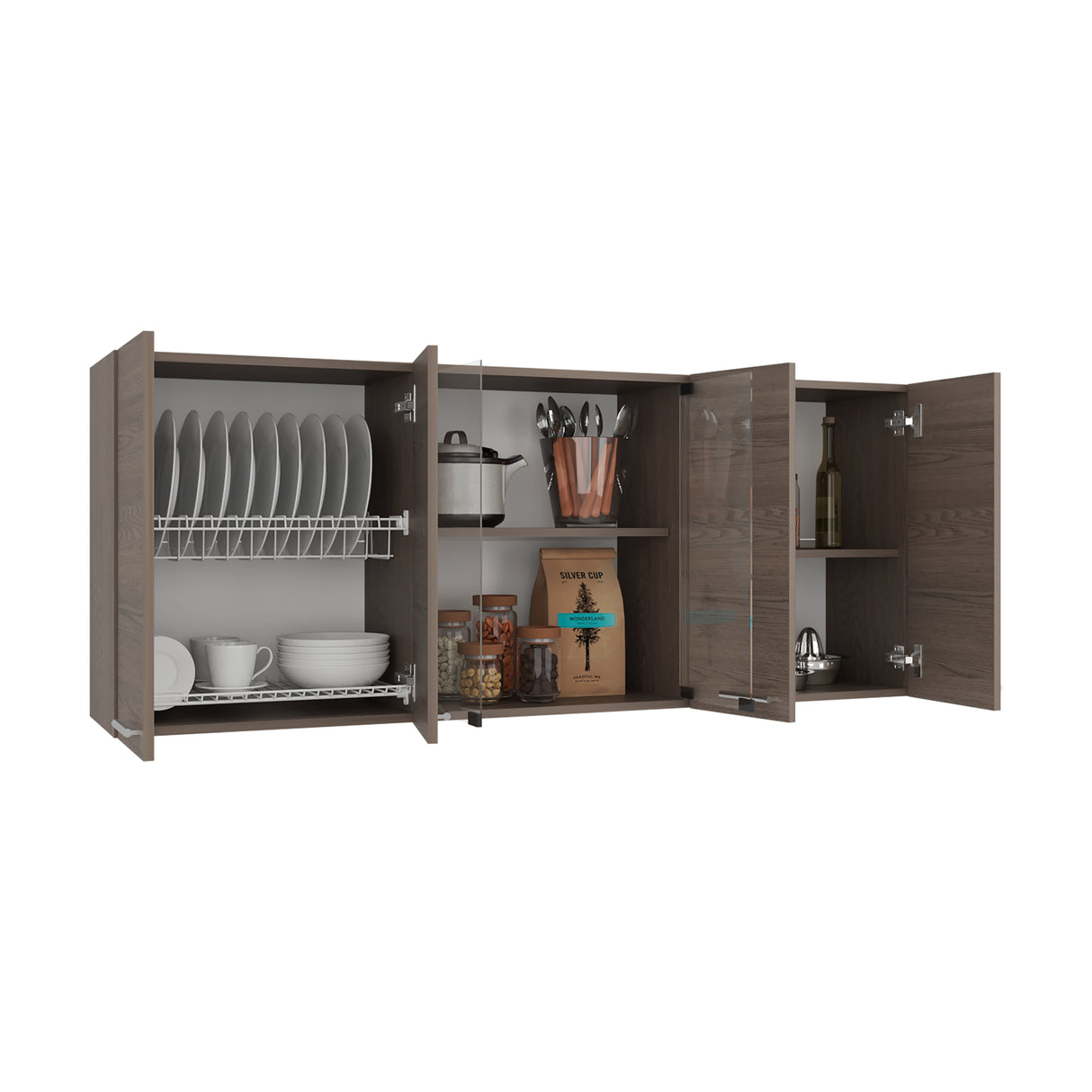 Mueble Superior de Cocina Cannolo 150x60cm con Seis Puertas y con Dos Entrepaños