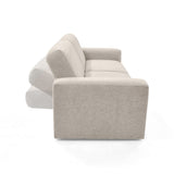Sofacama Boston Beige y Matiz Wengue 225x80cm de Tres Puestos Reclinable con Apoya Brazos