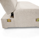 Sofacama Boston Beige y Matiz Wengue 225x80cm de Tres Puestos Reclinable con Apoya Brazos