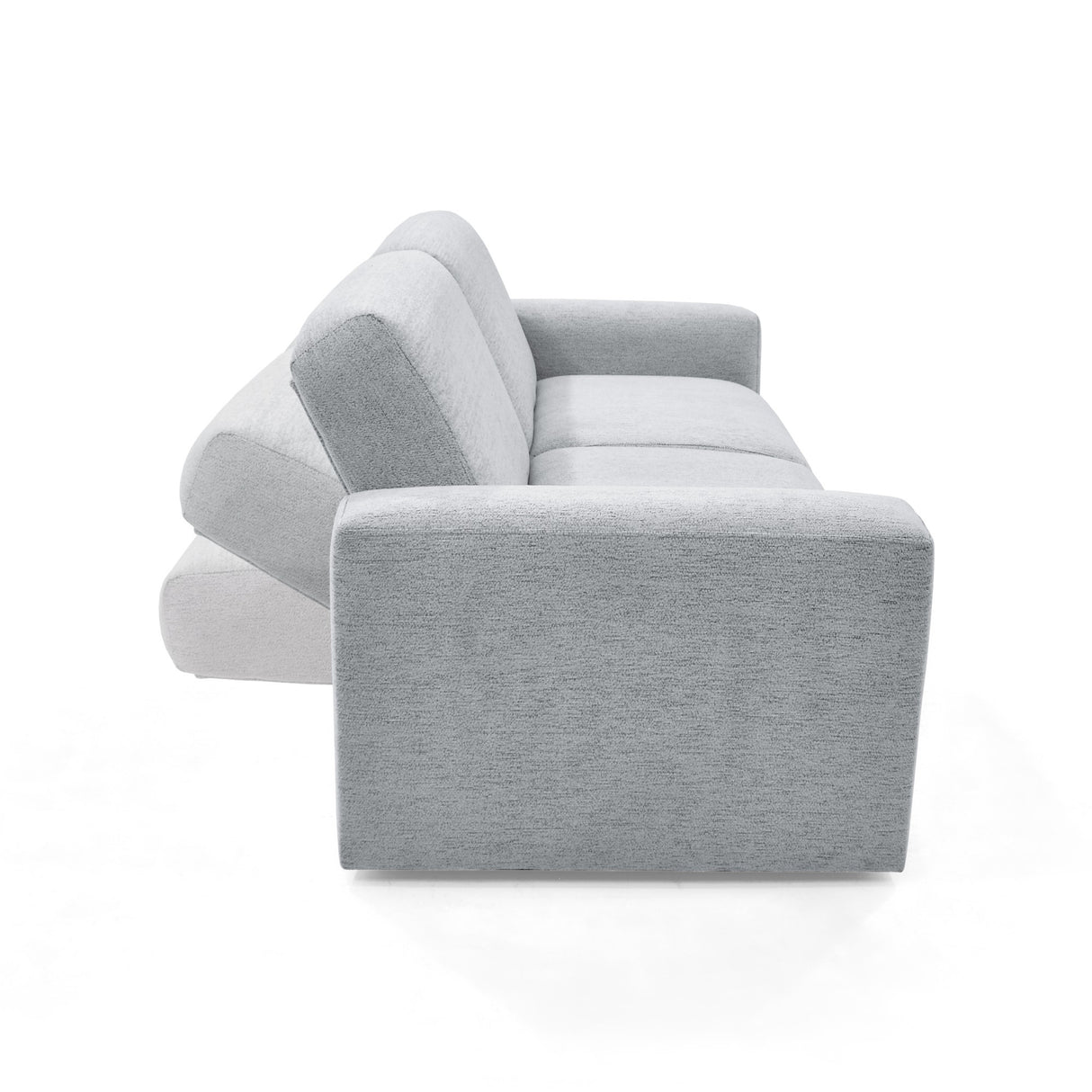 Sofacama Boston Plata y Matiz Wengue 225x80cm de Tres Puestos Reclinable con Apoya Brazos