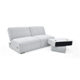 Sofacama Boston Plata y Matiz Wengue 225x80cm de Tres Puestos Reclinable con Apoya Brazos