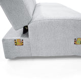 Sofacama Boston Plata y Matiz Wengue 225x80cm de Tres Puestos Reclinable con Apoya Brazos