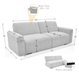 Sofacama Boston Plata y Matiz Wengue 225x80cm de Tres Puestos Reclinable con Apoya Brazos