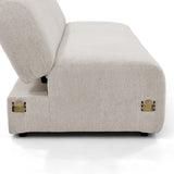 Sofacama Auren Beige y Matiz Wengue 240x85cm de Tres Puestos Reclinable con Apoya Brazos