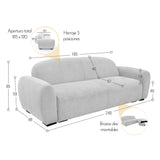 Sofacama Auren Beige y Matiz Wengue 240x85cm de Tres Puestos Reclinable con Apoya Brazos