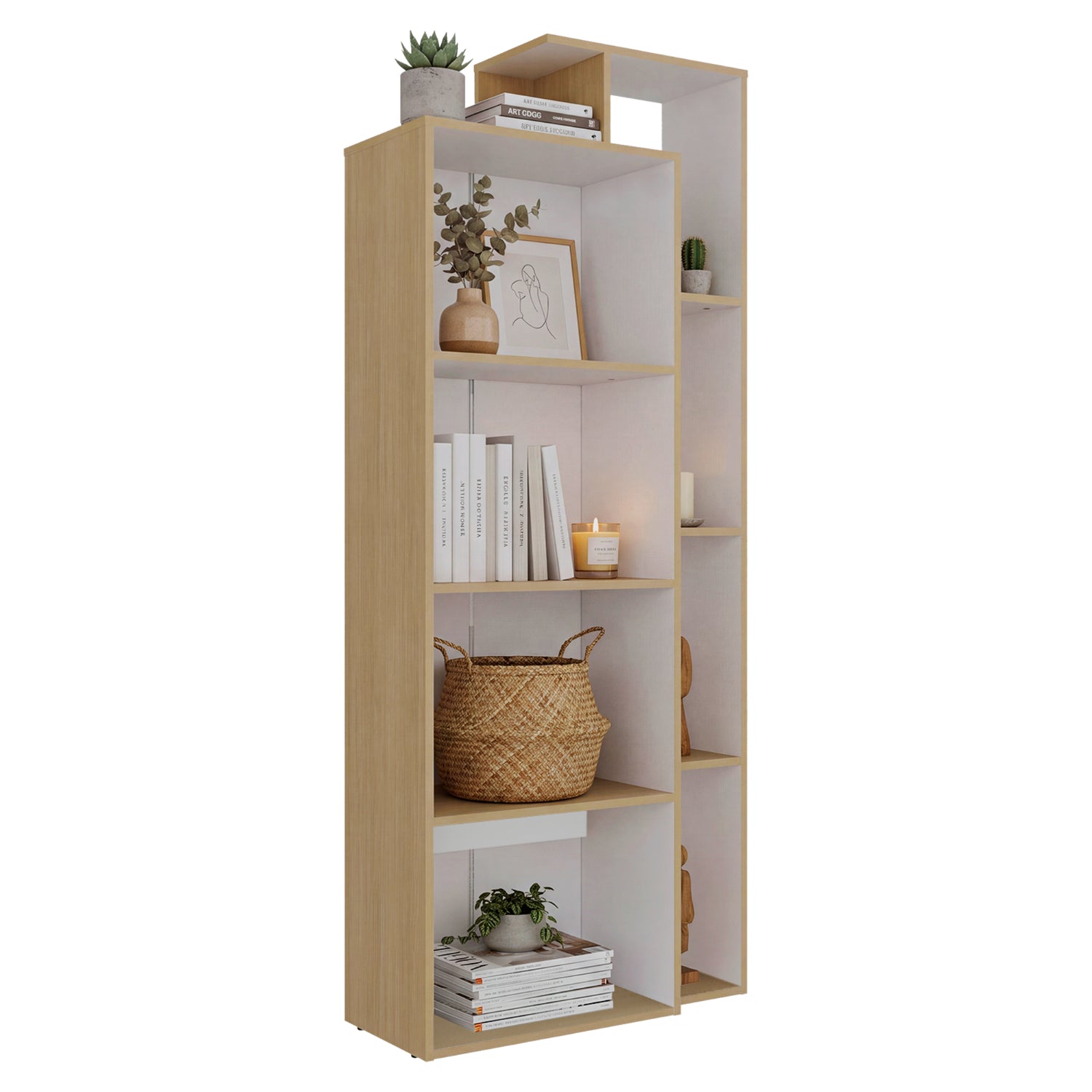 Biblioteca Sully Cartagena y Blanco 71.3x173.4cm Rectangular con Ocho Compartimientos y con Seis Entrepaños