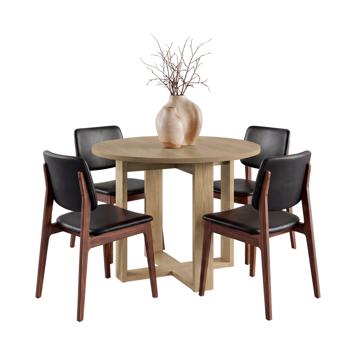 Mesa de Comedor Lily Fresno 105x75.1cm Circular de Cuatro Puestos sin Sillas