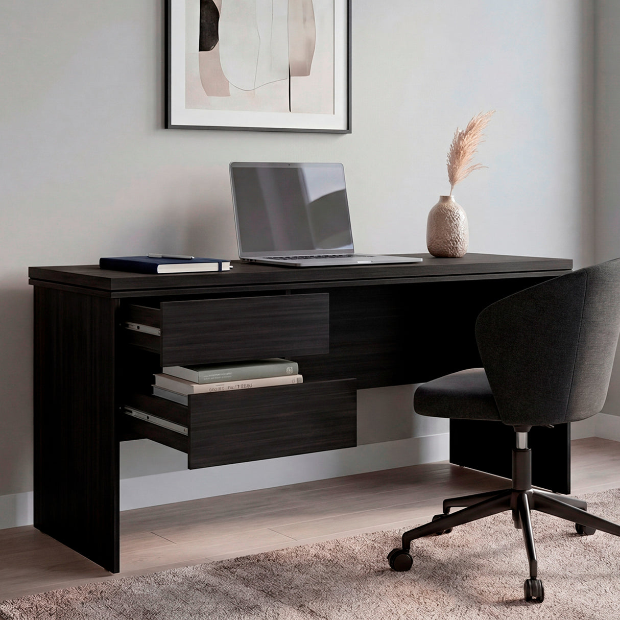 Escritorio Toronto Wengue 155x75cm con Dos Cajones