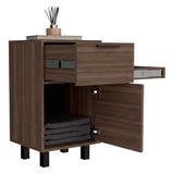 Mesa de Noche Secret Z Avellana 41x70cm con Dos Cajones y con Una Puerta