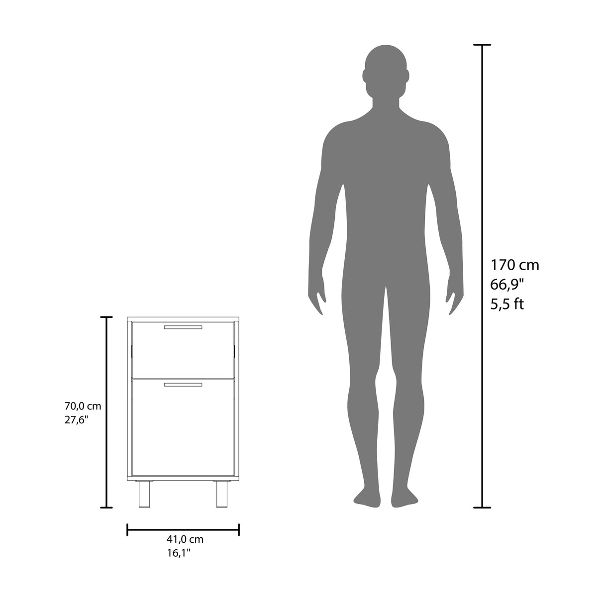 Mesa de Noche Secret Z Cartagena 41x70cm con Dos Cajones y con Una Puerta
