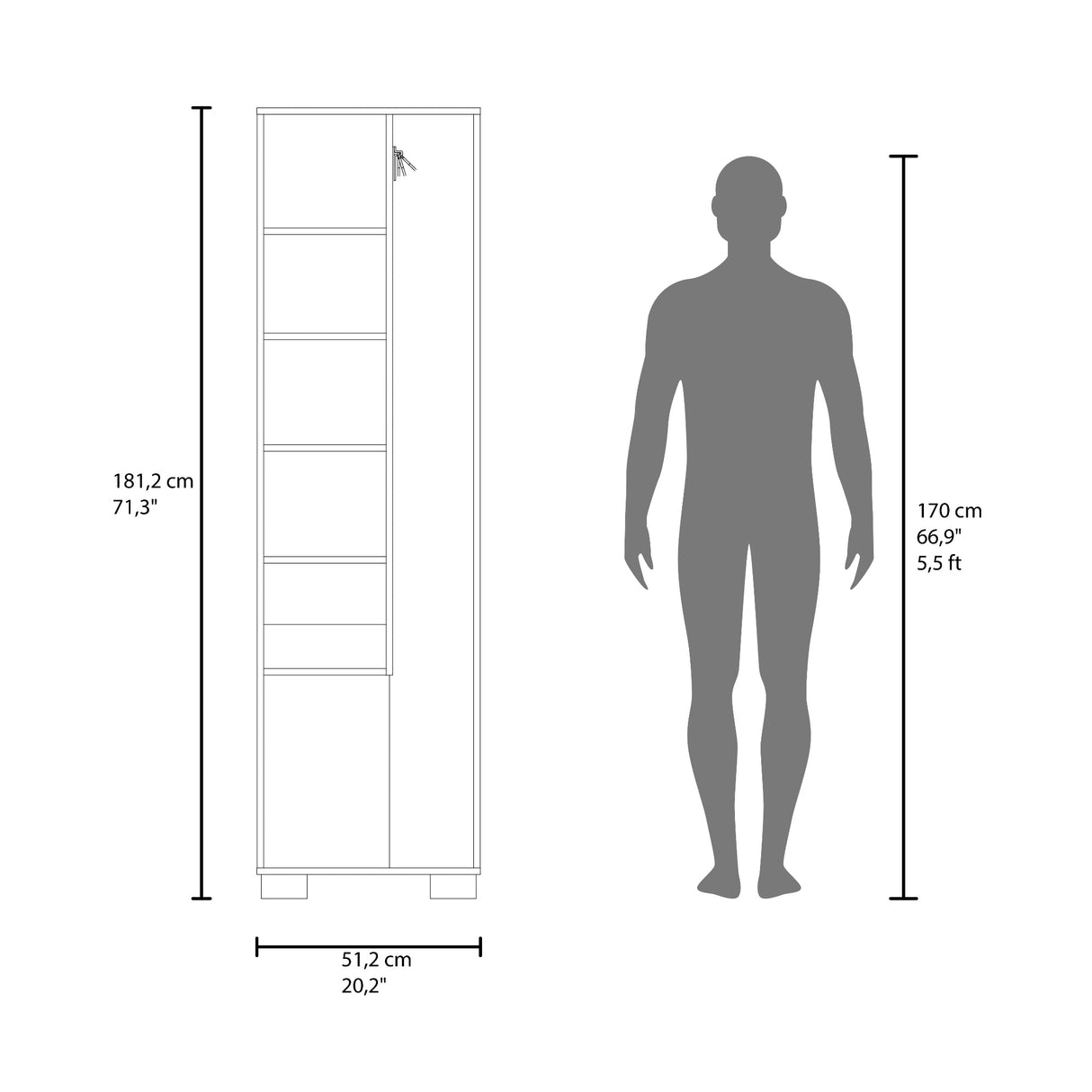 Mueble de Aseo Lake Nogal 51.2x181.2cm para Organizar con Dos Puertas