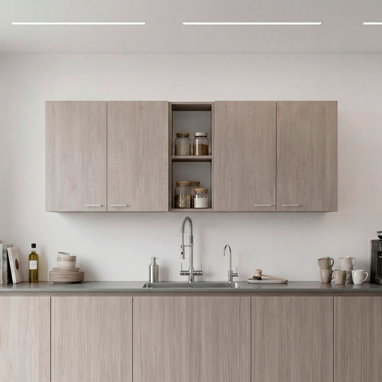 Gabinete de Cocina Portofino Cannolo 150x60cm con Cuatro Puertas y con Dos Entrepaños