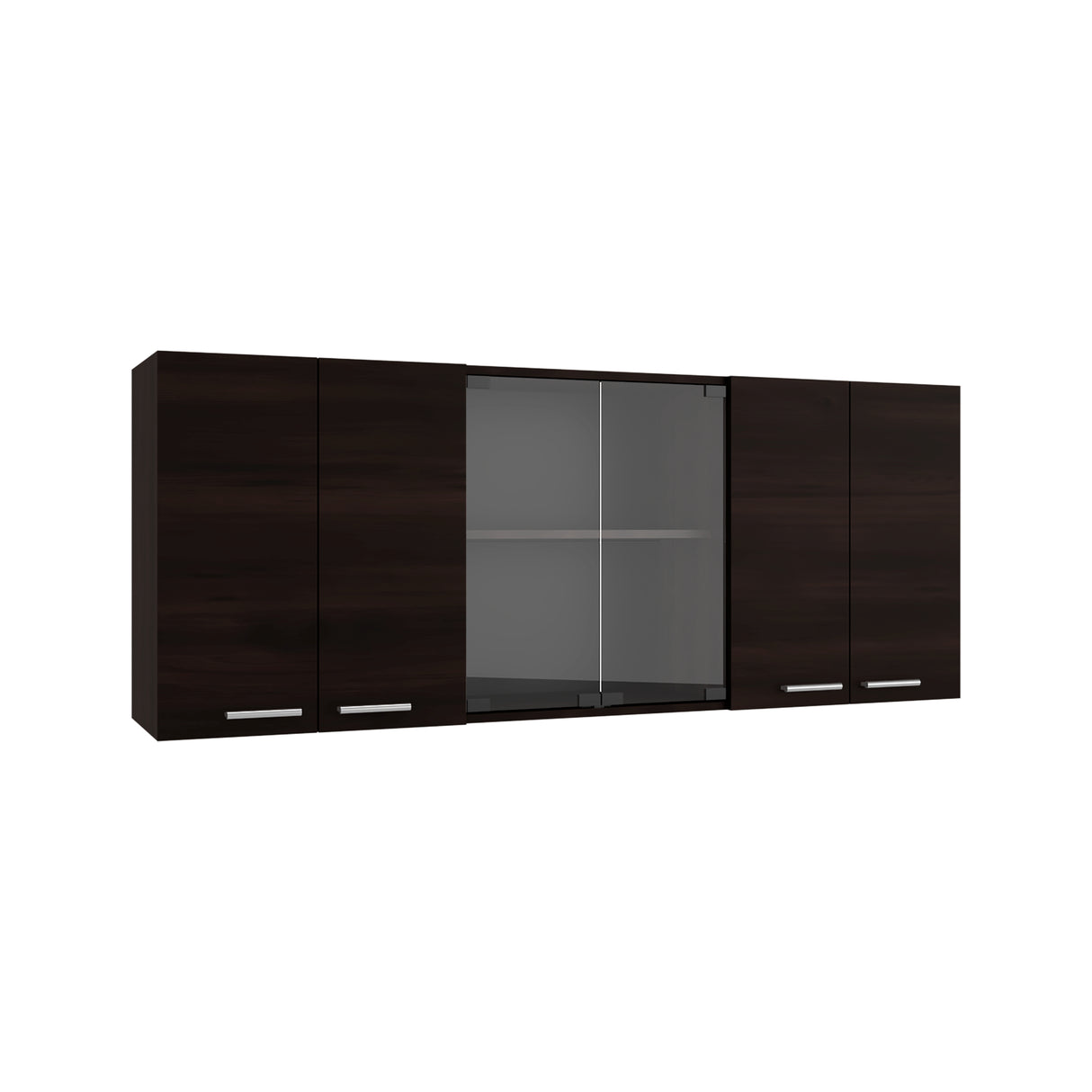 Mueble Superior de Cocina Nogal 150x60cm con Seis Puertas con Dos Entrepaños y con Locero