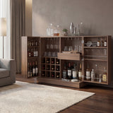 Bar Sintra Avellana 102x94.8cm con Un Cajón y con Doce Portabotellas