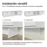 Rack de TV Agata Blanco 218x52cm para TV Hasta 80 Pulgadas Flotante con Cinco Cajones