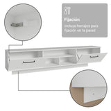 Rack de TV Agata Blanco 218x52cm para TV Hasta 80 Pulgadas Flotante con Cinco Cajones
