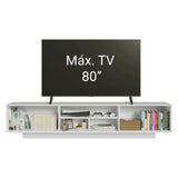 Rack de TV Agata Blanco 218x52cm para TV Hasta 80 Pulgadas Flotante con Cinco Cajones