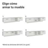 Rack de TV Agata Blanco 218x52cm para TV Hasta 80 Pulgadas Flotante con Cinco Cajones