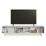 Rack de TV Glamy Blanco 218x52cm para TV Hasta 80 Pulgadas con Cinco Cajones