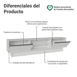 Rack de TV Glamy Blanco 218x52cm para TV Hasta 80 Pulgadas con Cinco Cajones