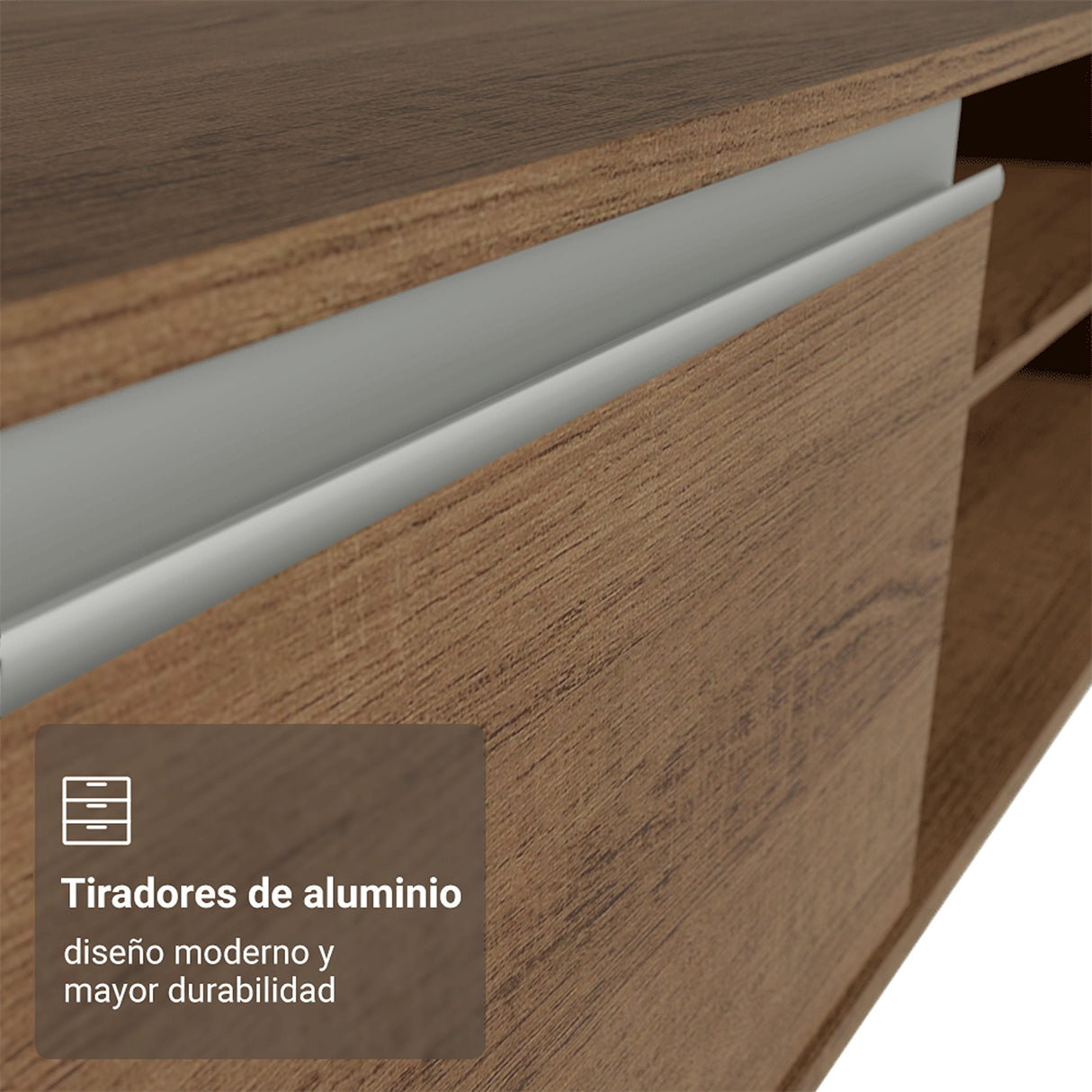 Rack de TV Glamy Marrón 218x52cm para TV Hasta 80 Pulgadas con Cinco Cajones