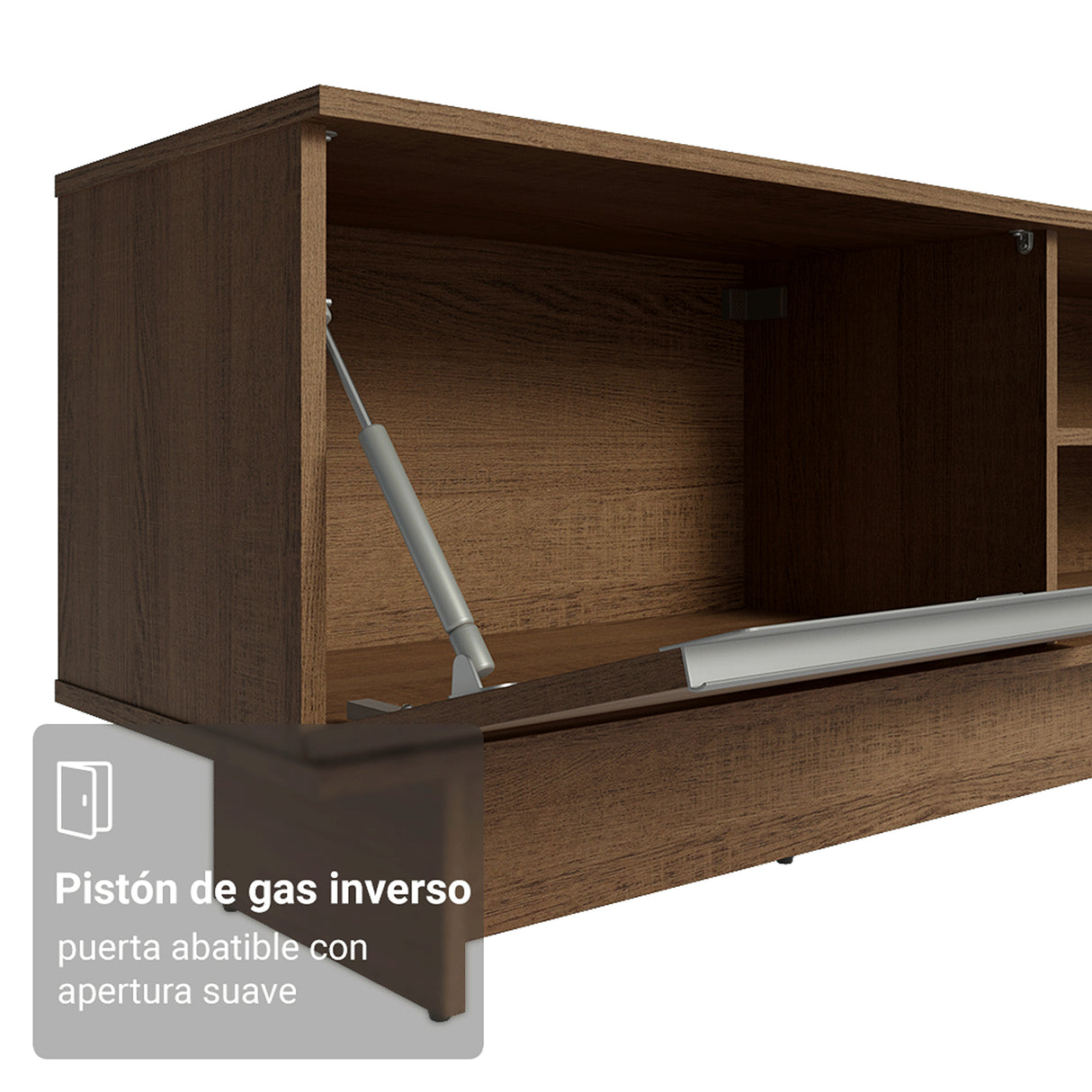 Rack de TV Glamy Marrón 218x52cm para TV Hasta 80 Pulgadas con Cinco Cajones