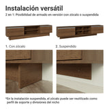 Rack de TV Glamy Marrón 218x52cm para TV Hasta 80 Pulgadas con Cinco Cajones