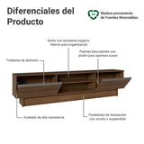 Rack de TV Glamy Marrón 218x52cm para TV Hasta 80 Pulgadas con Cinco Cajones