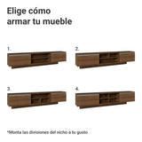 Rack de TV Glamy Marrón 218x52cm para TV Hasta 80 Pulgadas Flotante con Cinco Cajones