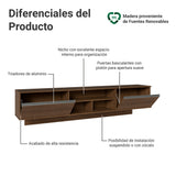 Rack de TV Glamy Marrón 218x52cm para TV Hasta 80 Pulgadas Flotante con Cinco Cajones