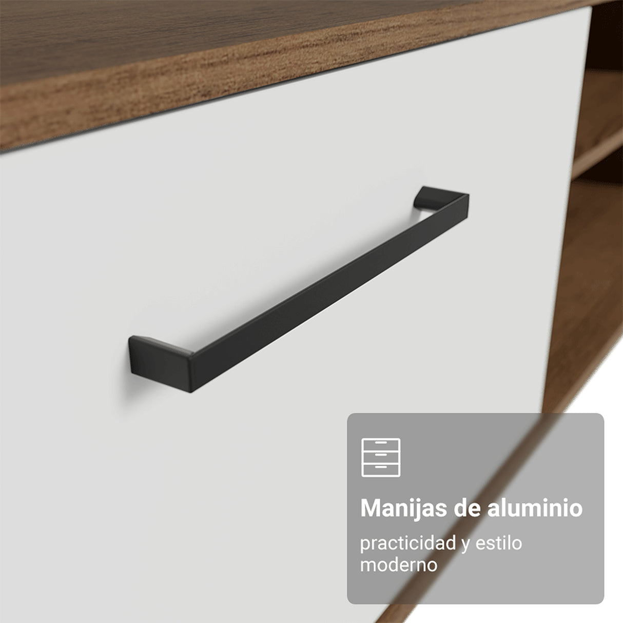 Rack de TV Agata Marrón y Blanco 218x52cm para TV Hasta 80 Pulgadas con Cinco Cajones