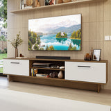 Rack de TV Agata Marrón y Blanco 218x52cm para TV Hasta 80 Pulgadas con Cinco Cajones