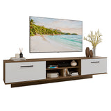 Rack de TV Agata Marrón y Blanco 218x52cm para TV Hasta 80 Pulgadas Flotante con Cinco Cajones