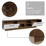 Rack de TV Agata Marrón y Blanco 218x52cm para TV Hasta 80 Pulgadas Flotante con Cinco Cajones