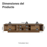 Rack de TV Glamy Marrón y Blanco 218x52cm para TV Hasta 80 Pulgadas Flotante con Cinco Cajones