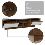 Rack de TV Glamy Marrón y Blanco 218x52cm para TV Hasta 80 Pulgadas Flotante con Cinco Cajones