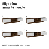 Rack de TV Glamy Marrón y Blanco 218x52cm para TV Hasta 80 Pulgadas Flotante con Cinco Cajones