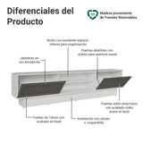 Rack de TV Vik Blanco y Gris 218x52cm para TV Hasta 80 Pulgadas con Cinco Cajones