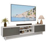 Rack de TV Vik Blanco y Gris 218x52cm para TV Hasta 80 Pulgadas con Cinco Cajones