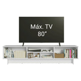 Rack de TV Vik Blanco y Gris 218x52cm para TV Hasta 80 Pulgadas con Cinco Cajones