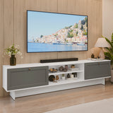 Rack de TV Vik Blanco y Gris 218x52cm para TV Hasta 80 Pulgadas con Cinco Cajones
