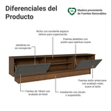 Rack de TV Vik Marrón y Gris 218x52cm para TV Hasta 80 Pulgadas con Cinco Cajones