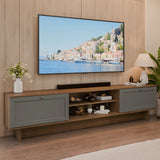 Rack de TV Vik Marrón y Gris 218x52cm para TV Hasta 80 Pulgadas con Cinco Cajones