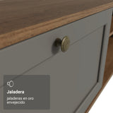 Rack de TV Vik Marrón y Gris 218x52cm para TV Hasta 80 Pulgadas Flotante con Cinco Cajones