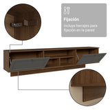 Rack de TV Vik Marrón y Gris 218x52cm para TV Hasta 80 Pulgadas Flotante con Cinco Cajones