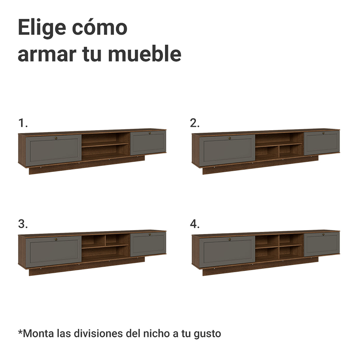 Rack de TV Vik Marrón y Gris 218x52cm para TV Hasta 80 Pulgadas Flotante con Cinco Cajones