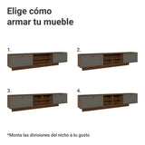 Rack de TV Vik Marrón y Gris 218x52cm para TV Hasta 80 Pulgadas Flotante con Cinco Cajones