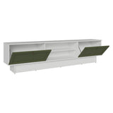 Rack de TV Vik Blanco y Verde 218x52cm para TV Hasta 80 Pulgadas con Cinco Cajones